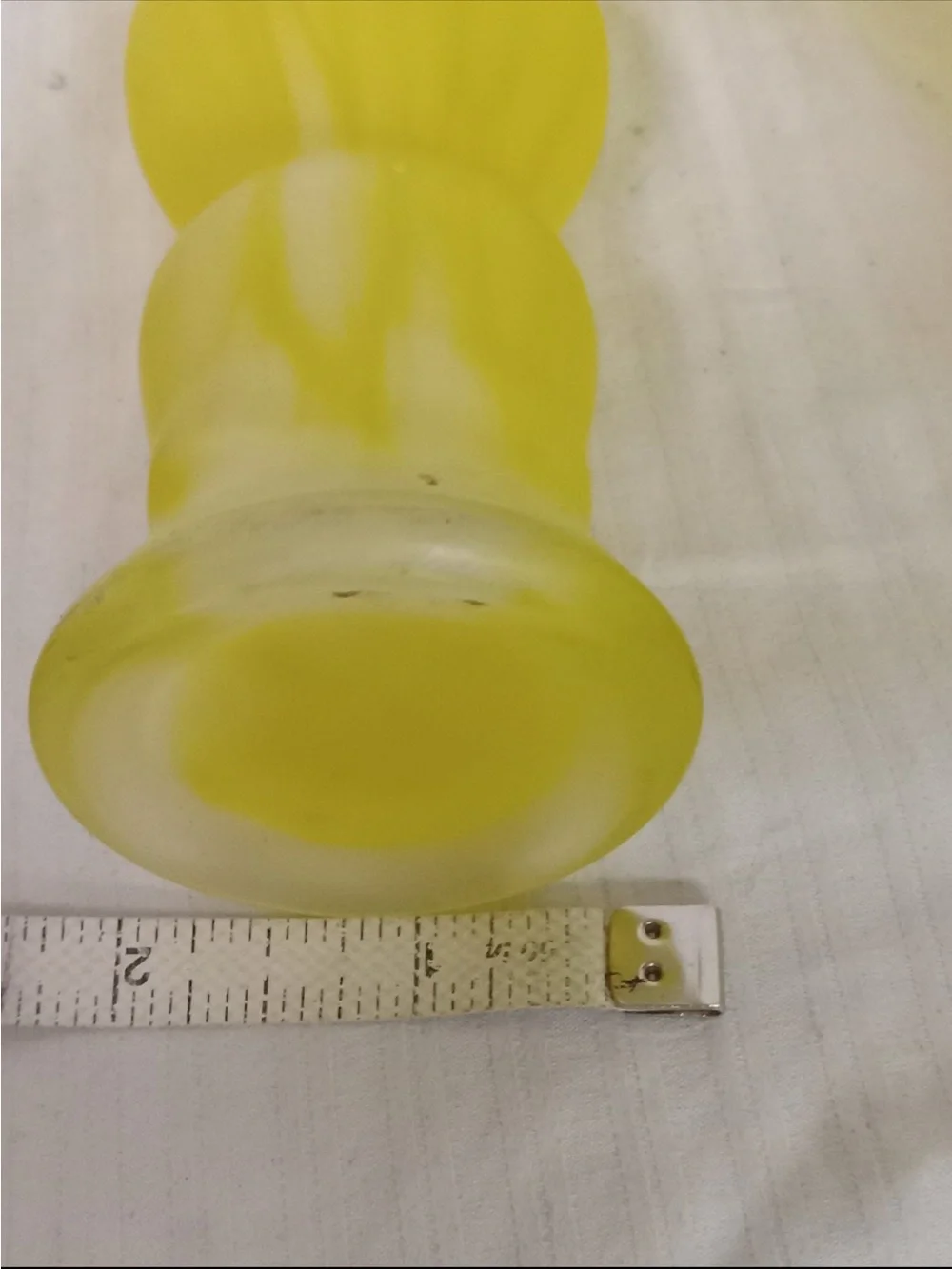 Vintage Satin Lemon Yellow Ruffle Vase Art Glass White Swirl,Bright Yellow Decor